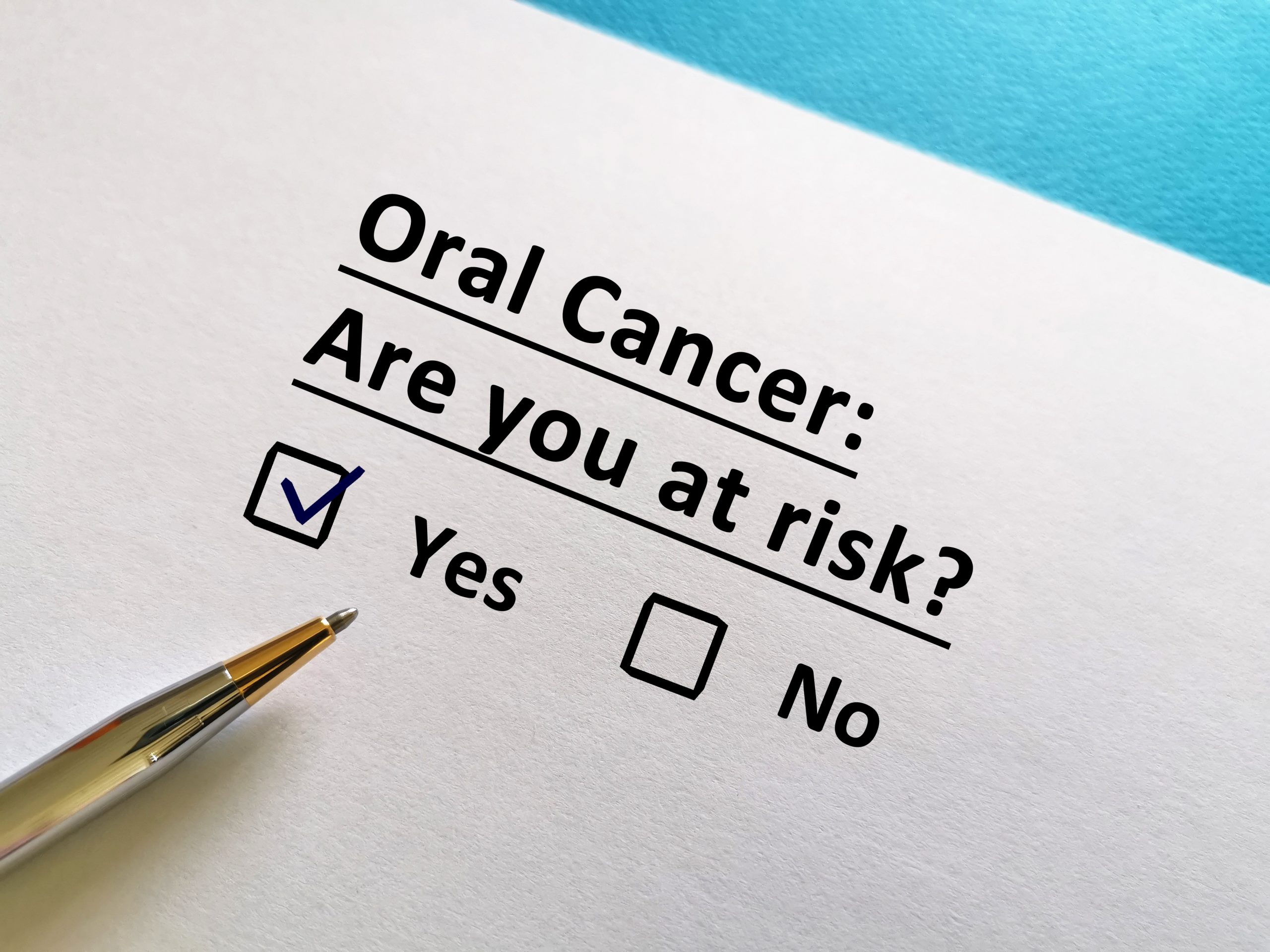 One person is answering question. He is at risk for oral cancer.